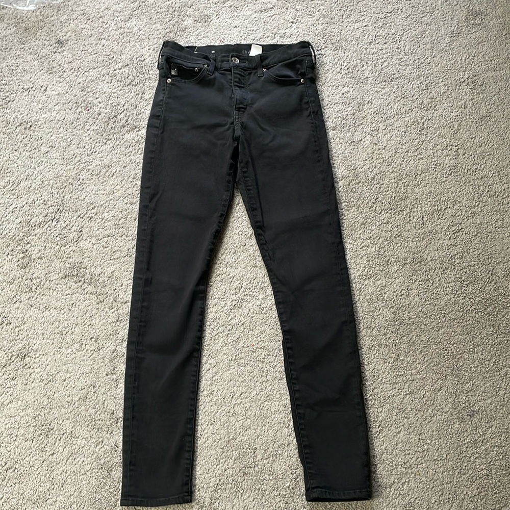 & Denim Shaping Black Denim Skinny Leg Regular Stretchy Pants | Size 28